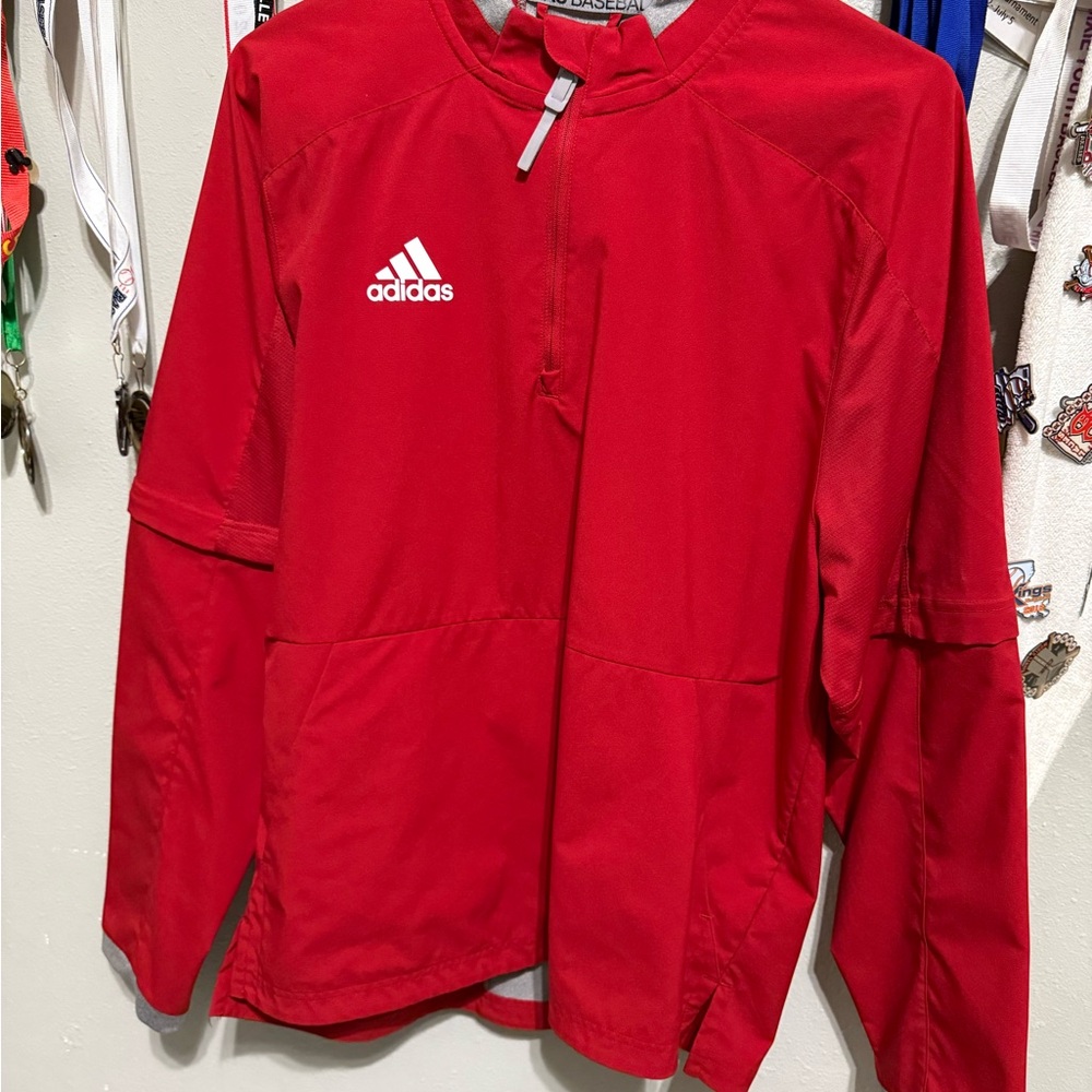 Adidas Red and Gray Baseball Shirt
